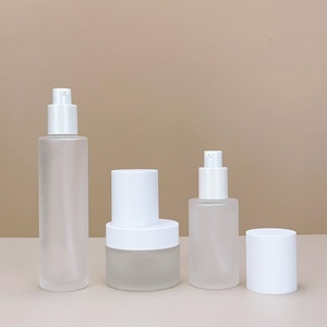 Luxury Skincare Packaging Glass Face Cream Jar and Bottle <b>Set</b> 50ml 100ml 120ml 50g Lotion Frosted Cosmetic Glass Bottle - Product Image 5