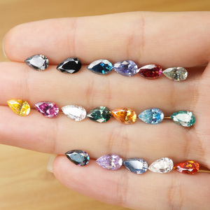 Pierre de Moissanite Synthétique de Haute Qualité Goldleaf, Coupe Poire, Noir, Jaune, Bleu, Violet, Prix par Carat pour Bagues Poire - Product Image 1