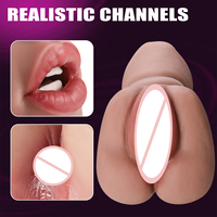 Masturbateur masculin réaliste 3 en 1, avec lèvres charnues arrondies, double tête, vagin de poche, texture 3D, jouets sexuels pour hommes, godet de masturbation