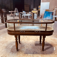 Vitrine de présentation de bijoux en bois massif et verre de style européen avec éclairage LED, vitrine d'exposition de musée écologique