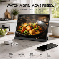 Moniteur portable OEM 14 pouces FHD IPS 60-75Hz MINI HD-IN 5V-2A, écran léger pour divertissement personnel