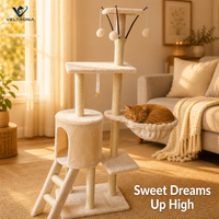 Arbre à chat multi-niveaux avec condo cylindrique et paniers, poteaux en sisal, tour à chat en peluche pour chats d'intérieur et chatons