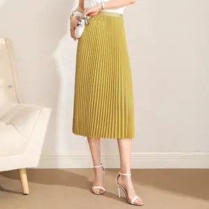 Miyaki Pleated Solid Color 2022 New Arrival Fashion Women Skirt