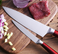 Ensemble de 2 couteaux de cuisine et éplucheurs en céramique, en acier inoxydable écologique, sûrs pour le contact alimentaire, avec revêtement rouge et bloc de rangement