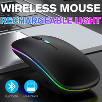 Mouse Gaming Nirkabel 2.4G BT dengan Lampu RGB, Laptop Tablet Komputer Ringan 1600dpi, Dapat Diisi Ulang