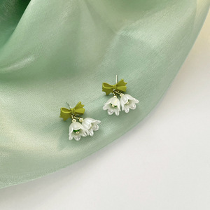 Green Bell Tulip Flower <b>Earrings</b> Gentle Wind Paint Bow <b>Girl</b> Temperament <b>Earring</b> - Product Image 4