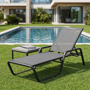 Chaise longue d'extérieur moderne et durable en métal aluminium, résistante aux UV, écologique, antirouille, empilable, sans accoudoirs, pour hôtel - Product Image 3