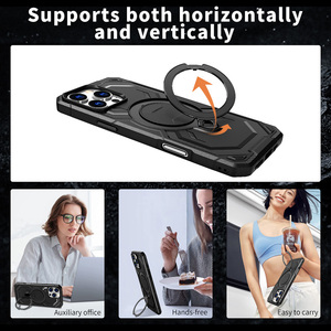 <span class=keywords><strong>Armor</strong></span> TPU Chân Đế Từ Tính Sạc Không Dây Chống Sốc Cover Quay Lại Cho iPhone 16e 15 14 13 16 Pro Max Đen Điện Thoại Trường Hợp - Product Image 6