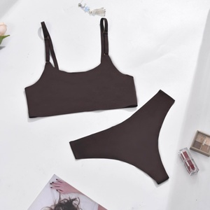 ABD Yerel Stokları 3'lü Paket Kadınlar için Dikişsiz Kablosuz <span class=keywords><strong>S</strong></span>ütyen ve Tanga Külot Takımları, Görünmez İç Giyim - Product Image 5