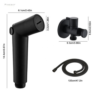 PINEBAY Good Price Bathroom Matte Black <strong>Toilet</strong> Shattaf WC ABS Handheld Cleaning Douche Spray Set Woman Bidet <strong>Sprayer</strong> with Valve - Product Image 2