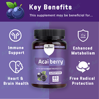 AegleWell OEM/ODM Usine de Marque Privée – Capsules d'Extrait de Baies d'Açaï 100% Biologiques et Naturelles – Complément Alimentaire pour Adultes