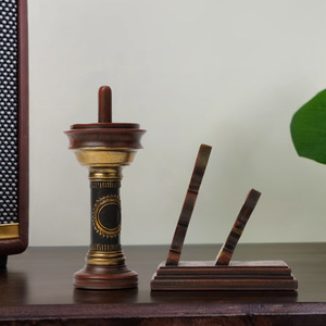 Lanterne de bureau rétro décorative artisanale en céramique turquoise avec cadre en métal pour la décoration de la chambre à coucher, du salon et de la maison - Product Image 2