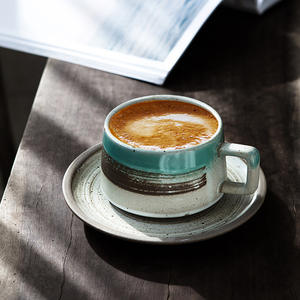 Tasses et soucoupes en céramique rétro pour le bureau, ensemble élégant pour le thé de l'après-midi, le café du matin et le thé du soir - Product Image 5