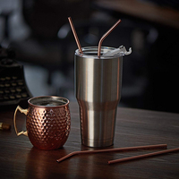 Pailles à boire réutilisables en acier inoxydable avec logo personnalisé, en gros, accessoires de bar, pailles avec logo personnalisé