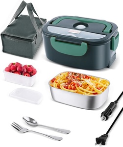 110V/12V 60W 80W 3-6L Dual Tier <b>Portable</b> Food Warmer Food <b>Heater</b> Removable Heatable Stainless Steel <b>Electric</b> Lunch Box Car Home - Product Image 1