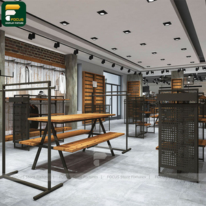 Custom Clothing Boutique Garment Rack Display Cabinet <b>Wall</b> Shelf Checkout Counter Lighting <b>Mirror</b> Unit - Product Image 1