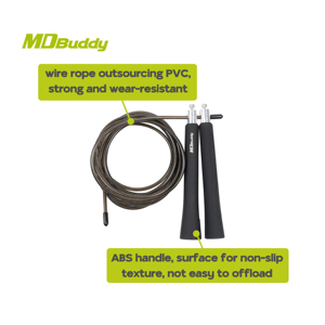 MDBuddy Cable personalizado <span class=keywords><strong>Cuerda</strong></span> <span class=keywords><strong>de</strong></span> saltar con mango Cable <span class=keywords><strong>de</strong></span> alambre <span class=keywords><strong>de</strong></span> acero - Product Image 2