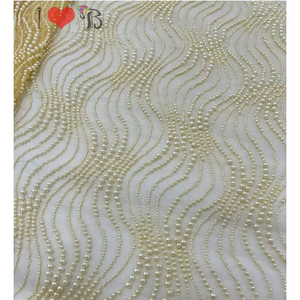 الأخضر الثقيل الدانتيل عالية الجودة الخرز كبيرة اللؤلؤ النسيج الزفاف مطرز فساتين السهرة الفاخرة - Product Image 1