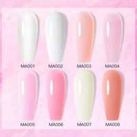 MEET ACROSS Gel UV LED Soak Off Acrylique Cristal Blanc Transparent Rose Nude Gel de Construction UV pour Ongles 20ml Gel Poly Extension d'Ongles
