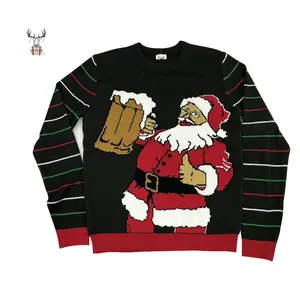 Unisex Ugly çirkin jakarlı triko kazak Jumper özel noel kazak