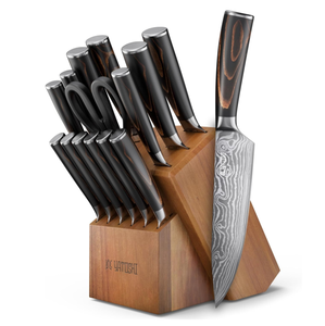 उच्च गुणवत्ता वाली अम्सिया लकड़ी कटलरी आयोजक शार्पनर और ब्लॉक के साथ चाकू ब्लॉक चाकू सेट - Product Image 1