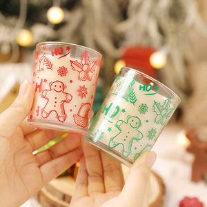 Color Glass <b>Cup</b> Scented Candle Christmas Decorative Candle Creative Atmosphere Printed Xmas <b>Cup</b> Candle - Product Image 3