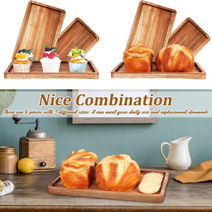 Acacia Wood Rectangular Serving <b>Tray</b> For <b>Tea</b> Coffee Snacks And Sushi Natural Color Solid Pattern 6541 - Product Image 3
