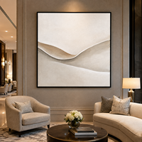 Peinture sur toile abstraite texturée 3D gris ivoire, vague organique minimaliste, pour la décoration d'hôtel, de spa, de villa, de chambre à coucher