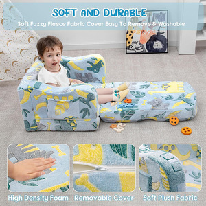 Children's Foldable <b>Sofa</b> Shell Shape Reclining Chair With Handrails Fabric High Elasticity Foam For <b>Kids</b> 2 Years And Above - Product Image 5