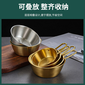 Gold Stainless Steel Rice Wine Bowl With Handle Small Condiment Bowl For Korean Restaurant Home Use Durable Solid Color - Product Image 5