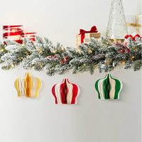 Ornements de Noël personnalisés en forme de couronne, pendentifs en papier 3D, décoration d'arbre de Noël, fête à domicile, vacances, Navidad, écologiques