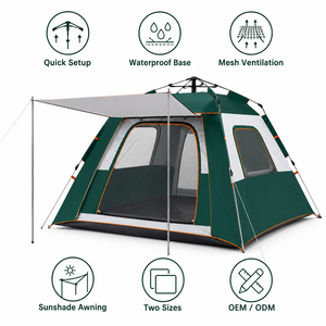 Carpa de <span class=keywords><strong>Camping</strong></span> de Cuatro Estaciones de Montaje Rápido, con Postes de Fibra de Carbono, Base Impermeable, Apertura Automática, Refugio Exterior para 3-4 Personas, Protección UV - Product Image 5