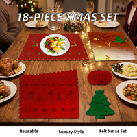 Sous-verres et sets de table en feutre non tissé écologique de 2 mm d'épaisseur, motif Noël personnalisé, dessins animés mignons, artisanat de Noël, décoration de la maison et de la salle à manger
