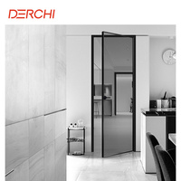 Porte en verre battante intérieure en aluminium à cadre étroit DERCHI, moderne, pour salle de bain