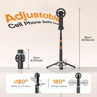Bâton de selfie magnétique avec télécommande pour téléphone portable 360 °   Rotation. Se transforme en mini trépied, poignée de maintien pour appareil photo, stabilisateur portatif.