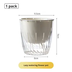 Petite jardinière paresseuse à arrosage automatique transparente Kit de Pot de fleur de bureau d'intérieur en matière plastique épaissie pour radis vert - Product Image 4