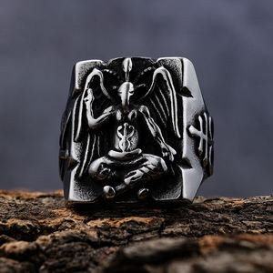 Anillo de acero inoxidable con símbolo de <span class=keywords><strong>Lucifer</strong></span> para hombre, sortija con símbolo de <span class=keywords><strong>Lucifer</strong></span>, <span class=keywords><strong>demonio</strong></span> satánico - Product Image 1
