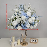 DKB Centres de table de mariage réalistes en soie, décorations de table, boule de fleurs artificielles de 50 cm à 80 cm, bleu