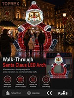 Toprex Decor 2026, motif lumineux géant LED Père Noël, imperméable, décorations lumineuses de Noël pour l'extérieur