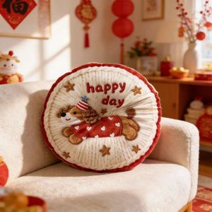 Cartoon Dog Round Cushion Plush Lumbar Support Pillow For Living Room Bedroom Study Office Chair Seat Pad - Product Image 1