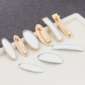 Barrettes françaises rectangulaires ovales dorées avec couvercle pour fixer du tissu, alliage uni, pinces à cheveux automatiques pour accessoires de cheveux faits à la main - Product Image 2