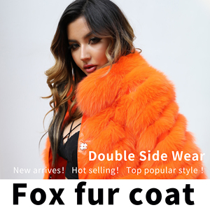 Janefur <span class=keywords><strong>cappotto</strong></span> di <span class=keywords><strong>pelliccia</strong></span> di volpe reversibile leggero invernale a sbuffo manica lunga, fodera di seta 100% rosa vera <span class=keywords><strong>pelliccia</strong></span> da donna - Product Image 2