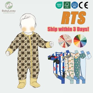 Piyama Bayi Bambu Natal Babylovey Sampel Gratis, Baju Tidur Bayi Model Romper dengan Ritsleting 2 Arah, Pjs Lengan Panjang untuk Balita - Product Image 1