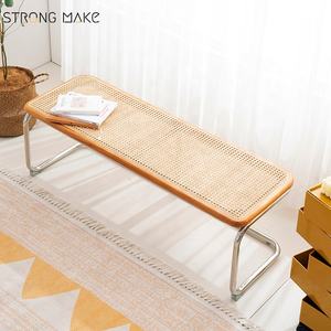 Banc pour changer les chaussures en rotin de jardin moderne pour <span class=keywords><strong>lit</strong></span> de salon banc en bois de rotin tissé marocain en acier - Product Image 3