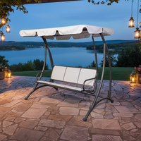 Chaise suspendue d'extérieur moderne 3 places avec support et toit, coussin imperméable, cadre en fer, couleur personnalisée pour patio et jardin