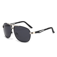 Lunettes de soleil aviateur pour homme, monture rectangulaire, verres polarisés UV400, style conduite, monture complète, design or et noir