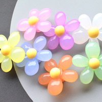 Perles acryliques semi-transparentes couleur gelée 39x40mm en forme de fleur à 5 pétales avec trou arrière pour DIY, attaches pour cheveux, chaînes de téléphone RTJ018 (vente en gros)