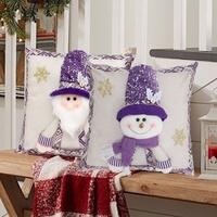Nouvelles décorations de Noël transfrontalières Qiaoding : Housse de coussin à sequins pour canapé, motif Père Noël