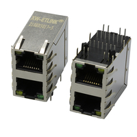 LED 10-Pin RJ45 Ağ Konektörü 100/1000 Base-T 2X1 8P8C Dişi Soket PCB Uygulamaları için