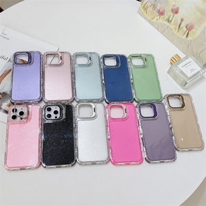 Funda 3 en 1 con soporte <span class=keywords><strong>para</strong></span> lente de cámara, diseño brillante con revestimiento de TPU y aceite en el interior <span class=keywords><strong>para</strong></span> <span class=keywords><strong>iPhone</strong></span> 15 Plus, fundas <span class=keywords><strong>para</strong></span> celular. - Product Image 2